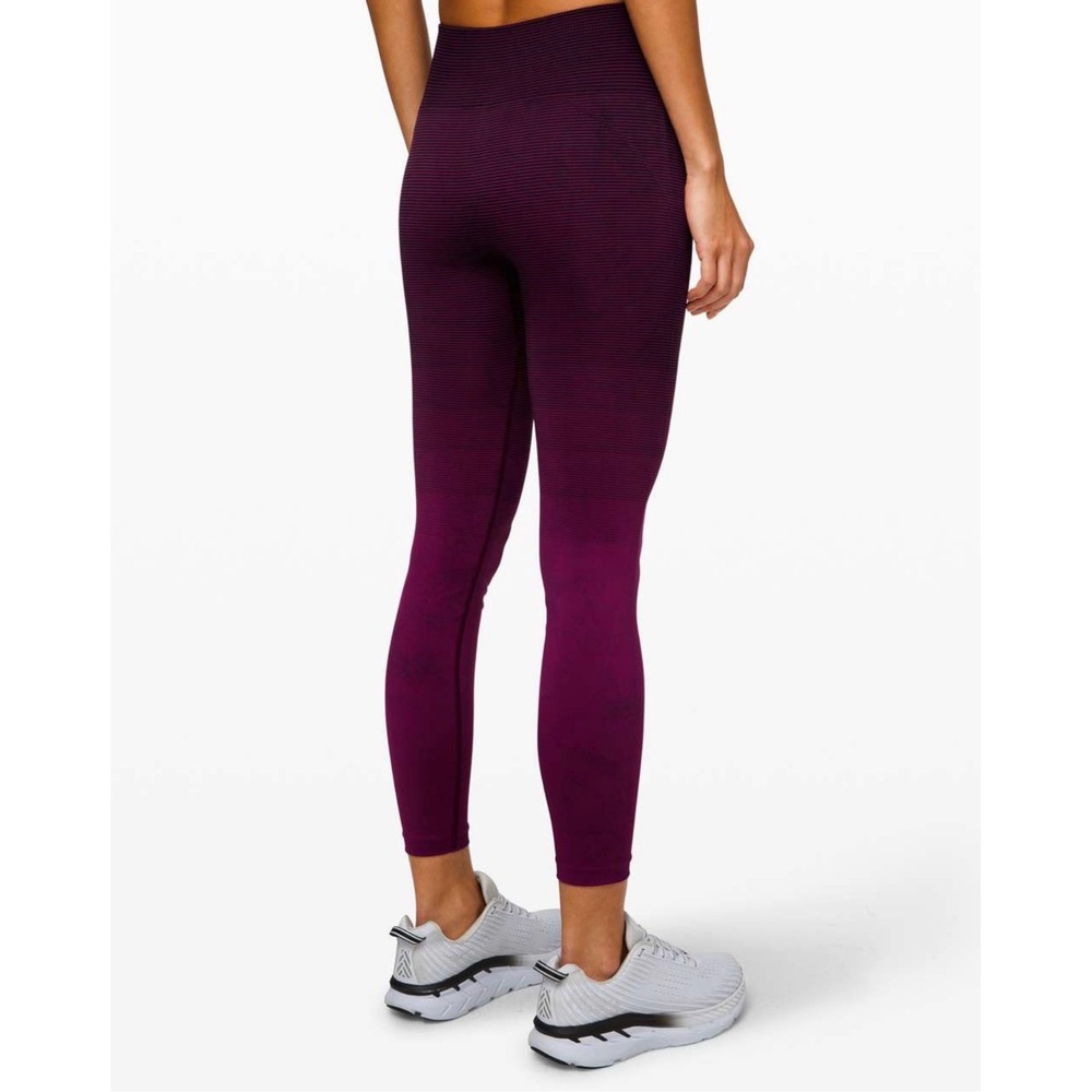Lululemon Ebb to Train Tight Purple Ombre Striped Seamless Leggings Size 2